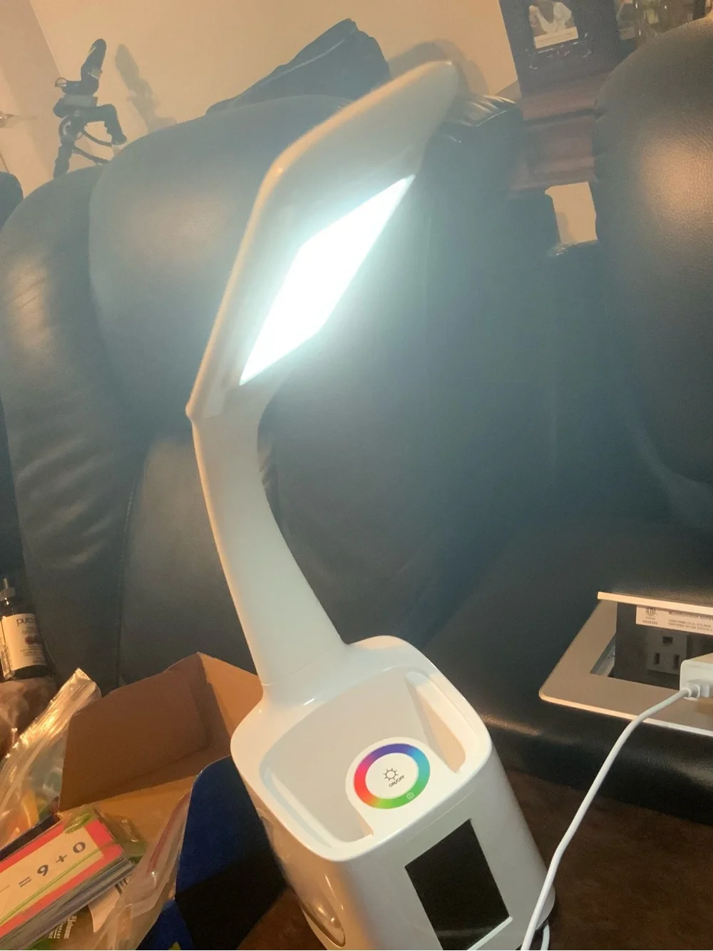 White LED Desk Lamp with Touch Color Ring and Organizer